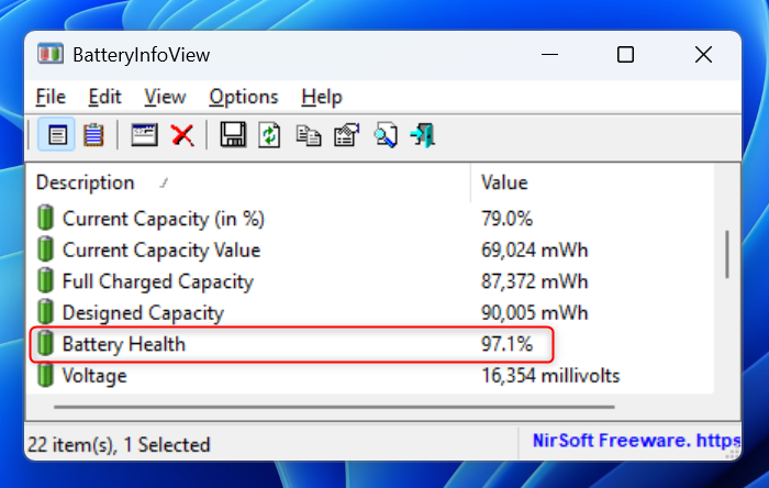 Battery infoview